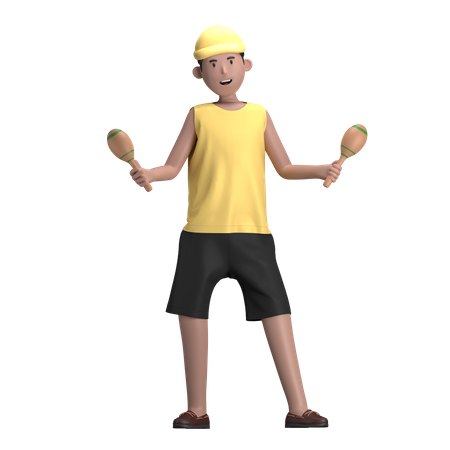 Male With Maracas  3D Icon