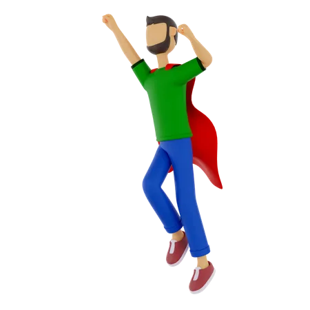 Male With Superhero Cape  3D Illustration