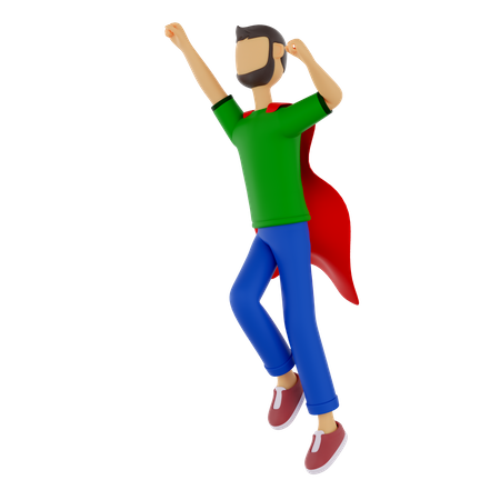 Male With Superhero Cape  3D Illustration