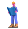 Male Worker Holding Blueprint