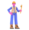 Male Worker Holding Pipe Wrench