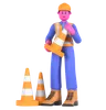 Male Worker Holding Traffic Cone