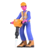 Male Worker Using Jackhammer