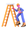 Male Worker Using Ladder