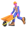 Male Worker With Wheelbarrow