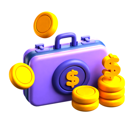 Maletín y dinero  3D Icon