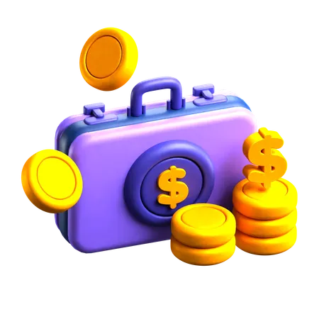 Maletín y dinero  3D Icon