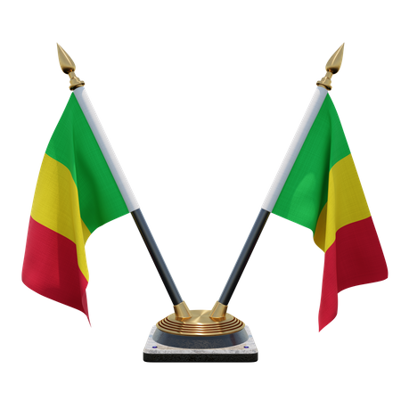 Mali Double Desk Flag Stand  3D Flag