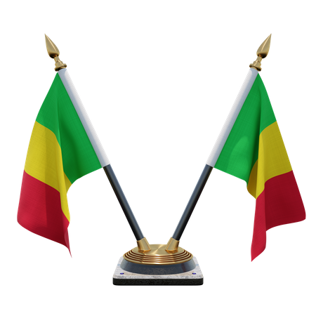 Mali Double Desk Flag Stand  3D Illustration