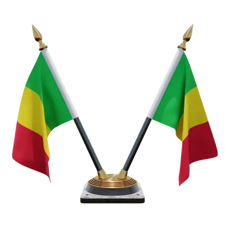 Mali Double Desk Flag Stand  3D Flag