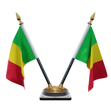 Mali Double (V) Desk Flag Stand  3D Icon