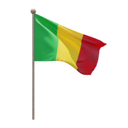 Mali Flag Pole  3D Flag