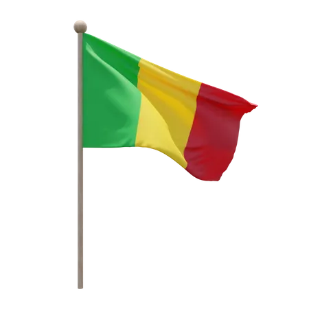 Mali Flag Pole  3D Illustration