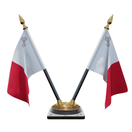 Malta Double Desk Flag Stand  3D Flag