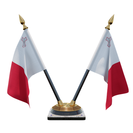 Malta Doppelter (V) Tischflaggenständer  3D Icon