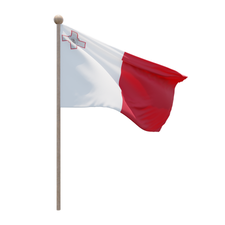 Malta Flag Pole  3D Flag