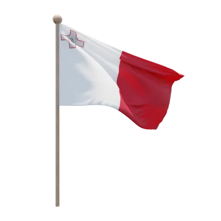 Malta Flag Pole  3D Flag