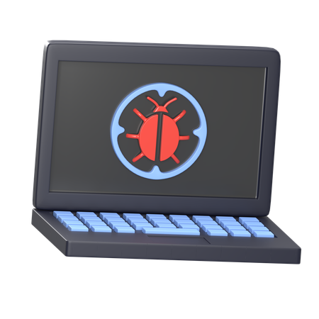 Malware on Laptop  3D Icon