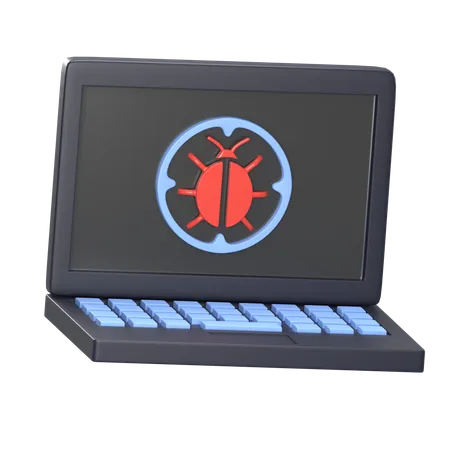 Malware on Laptop  3D Icon