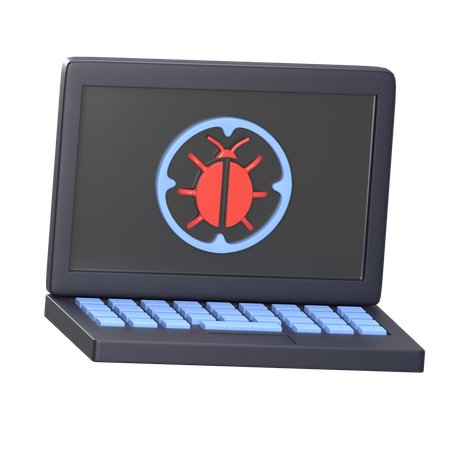 Malware on Laptop 3D Icon
