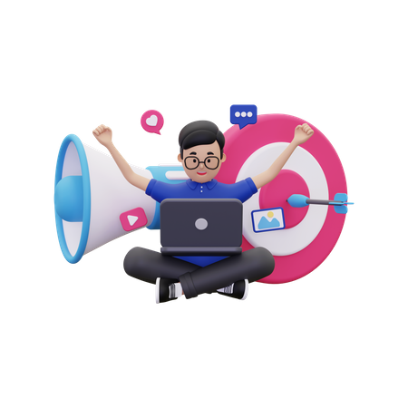 Man achieve marketing target  3D Illustration