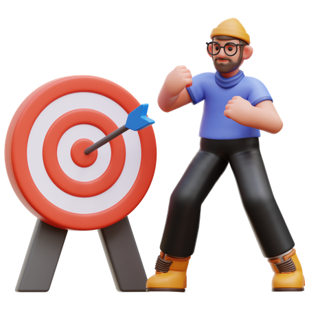 Man Achieve Target  3D Icon