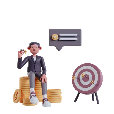 Man aiming at target  3D Illustration