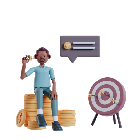 Man aiming at target  3D Illustration