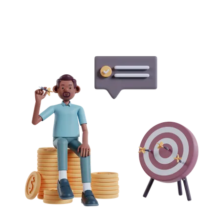 Man aiming at target  3D Illustration