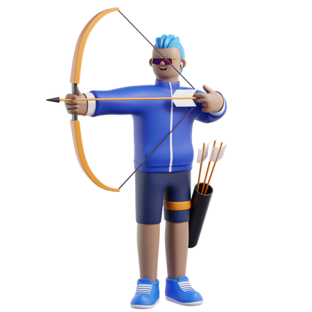 Man Aims A Bow At A Target  3D Icon