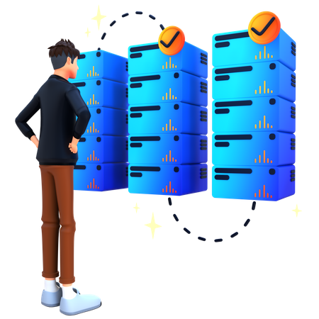 Man analysing crypto server  3D Icon