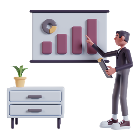 Man analyze marketing data  3D Illustration