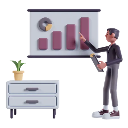 Man analyze marketing data  3D Illustration