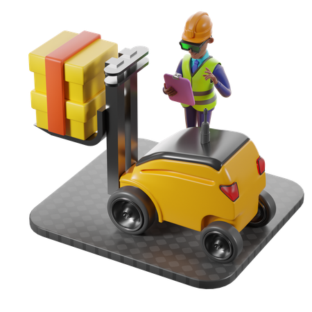 Man Analyzing Autonomous Vehicle Data  3D Illustration
