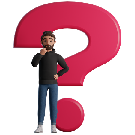 Man and a question mark 3D Illustration