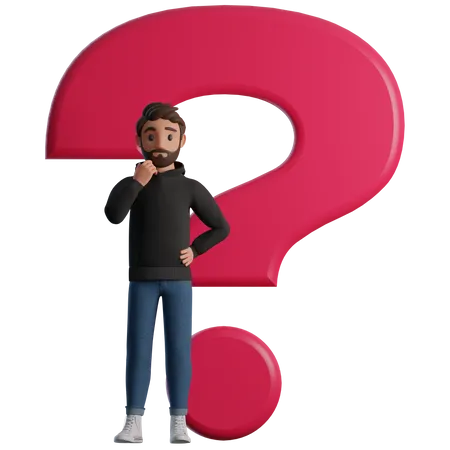 Man and a question mark  3D Illustration