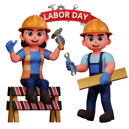 3 D Character Illustration Labor Day 3D Illustration