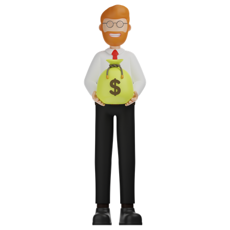 Man And Hold Money Bag  3D Icon