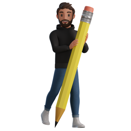 Man and Pencil 3D Illustration