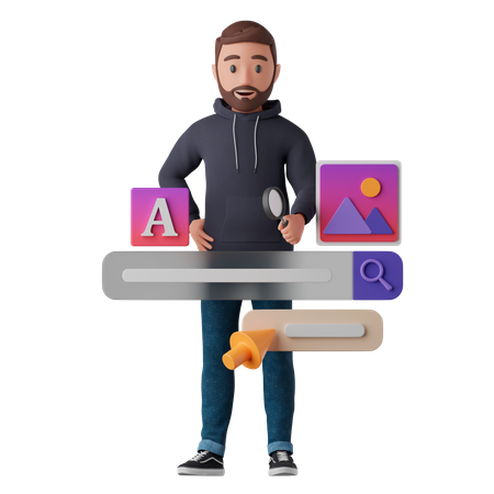 Man and search  3D Icon