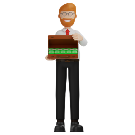 Man And Suitcase Banknote Money  3D Icon