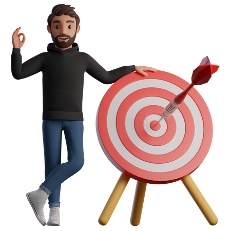 Man and the Target  3D Illustration