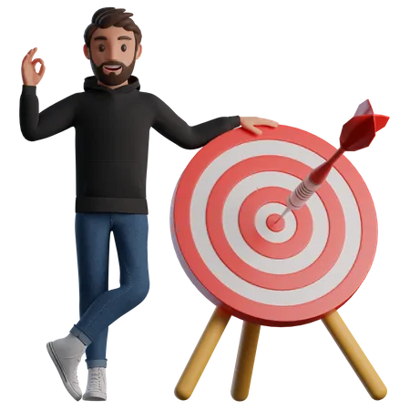 Man and the Target  3D Illustration