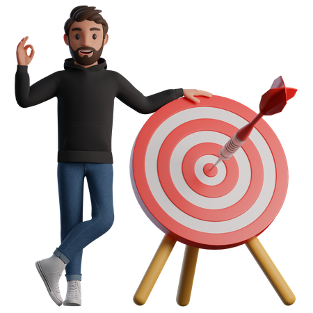 Man and the Target 3D Illustration