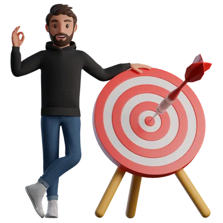Man and the Target 3D Illustration