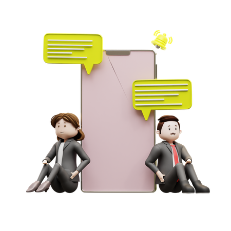Man And Woman Are Communicating Chat Online  3D Illustration