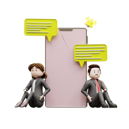 Man And Woman Are Communicating Chat Online  3D Icon