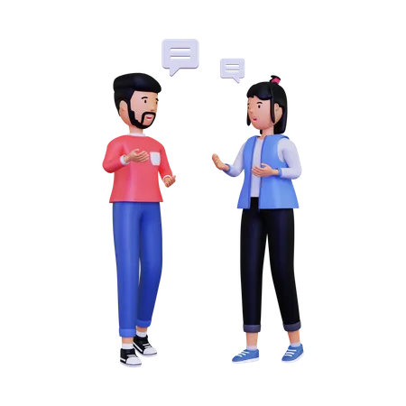 Man and woman are having a conversation  3D Illustration