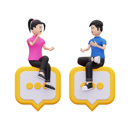 Man and woman are having a conversation  3D Illustration