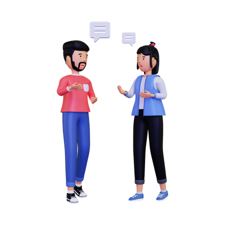 Man and woman are having a conversation  3D Illustration